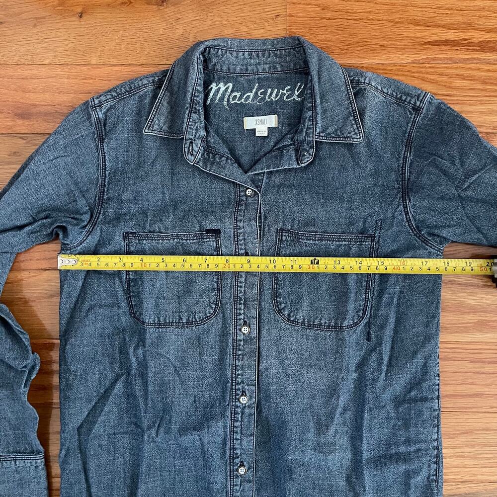 Madewell Shirt Womens XS Blue Chambray Perfect Ex Boyfriend Button Down 10898 - Picture 5 of 7